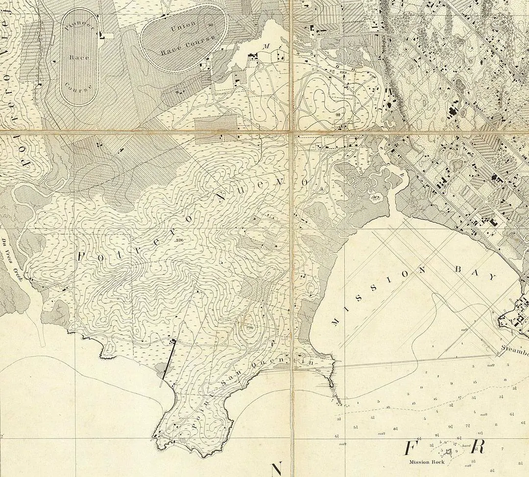 Historic map of the Potrero and Mission Bay, San Francisco, 1859